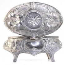 caseta de bijuterii, art nouveau. antimoniu argintat. cca 1880 Franta